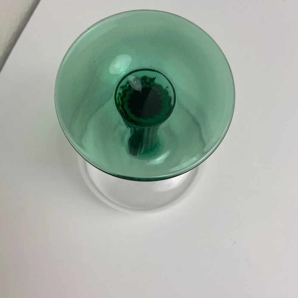 Mexican Cactus Margarita Glass HandBlown Green